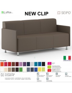 NEWCLIP N00013 Divano 3 posti imbottito Piedini autolivellanti SEIPO ECOPELLE D2