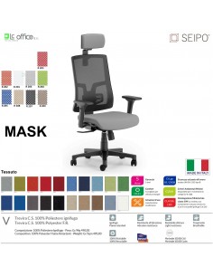 MASK TIPO 1 MK0001 Poltrona schienale alto in rete braccioli e poggiatesta Movimento sincronizzato "R2" SEIPO TESSUTO V
