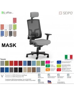 MASK MESH TIPO 1 MK0002 Poltrona schienale alto in rete braccioli e poggiatesta Movimento sincronizzato "R4" SEIPO TESSUTO V