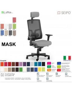 MASK MESH TIPO 1 MK0002 Poltrona schienale alto in rete braccioli e poggiatesta Movimento sincronizzato "R4" SEIPO ECOPELLE D2