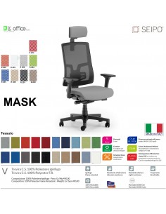 MASK MESH TIPO 1 MK0003 Poltrona schienale alto in rete braccioli e poggiatesta Movimento sincronizzato "R6" SEIPO TESSUTO V