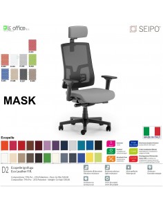 MASK MESH TIPO 1 MK0003 Poltrona schienale alto in rete braccioli e poggiatesta Movimento sincronizzato "R6" SEIPO ECOPELLE D2