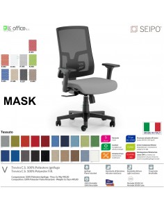 MASK MESH TIPO 1 MK0004 Poltrona schienale alto in rete braccioli Movimento sincronizzato "R2" SEIPO TESSUTO V