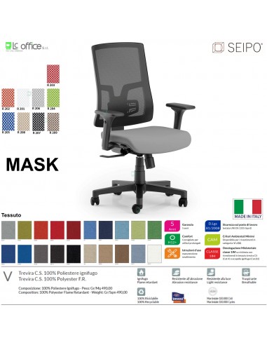 MASK MESH TIPO 1 MK0004 Poltrona schienale alto in rete braccioli Movimento sincronizzato "R2" SEIPO TESSUTO V