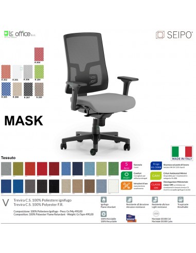 MASK MESH TIPO 1 MK0005 Poltrona schienale alto in rete braccioli Movimento sincronizzato "R4" SEIPO TESSUTO V