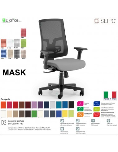 MASK MESH TIPO 1 MK0004 Poltrona schienale alto in rete braccioli Movimento sincronizzato "R2" SEIPO ECOPELLE D2