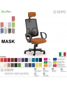 MASK MESH TIPO 1 MK0012 Poltrona schienale alto in rete braccioli e poggiatesta Movimento sincronizzato "R4" SEIPO ECOPELLE D2