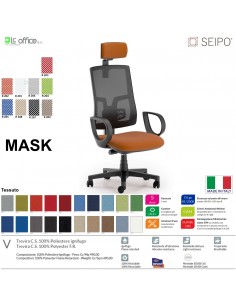 MASK MESH TIPO 2 MK0013 Poltrona schienale alto in rete braccioli e poggiatesta Movimento sincronizzato "R6" SEIPO TESSUTO V