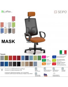MASK MESH TIPO 2 MK0011 Poltrona schienale alto in rete braccioli e poggiatesta Movimento sincronizzato "R2" SEIPO TESSUTO V