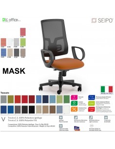 MASK MESH TIPO 2 MK0015 Poltrona schienale alto in rete braccioli Movimento sincronizzato "R4" SEIPO TESSUTO V