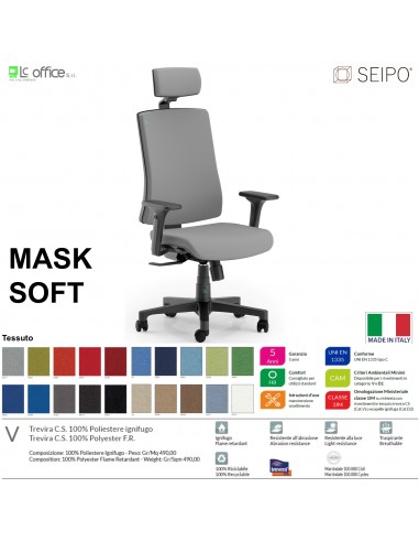 MASK SOFT TIPO 1 MK0021 Poltrona schienale alto imbottito braccioli Movimento sincronizzato "R2" SEIPO TESSUTO V