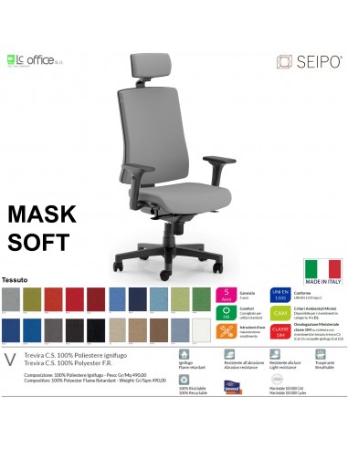 MASK SOFT TIPO 1 MK0022 Poltrona schienale alto imbottito braccioli Movimento sincronizzato "R4" SEIPO TESSUTO V
