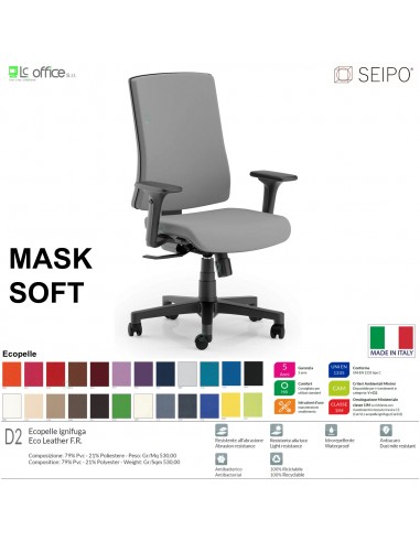MASK SOFT TIPO 1 MK0024 Poltrona schienale alto imbottito braccioli Movimento sincronizzato "R2" SEIPO ECOPELLE D2