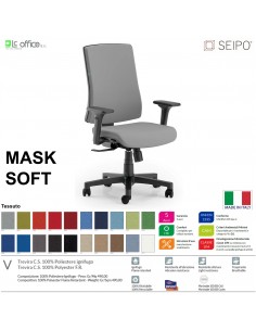 MASK SOFT TIPO 1 MK0024 Poltrona schienale alto imbottito braccioli Movimento sincronizzato "R2" SEIPO TESSUTO V
