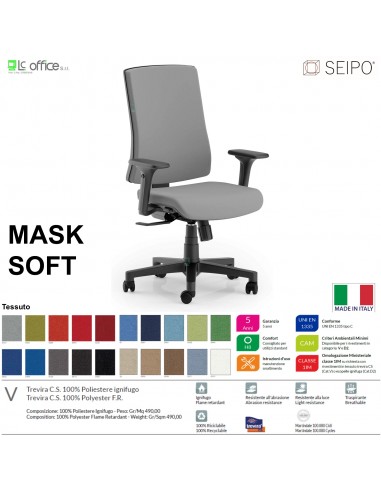 MASK SOFT TIPO 1 MK0024 Poltrona schienale alto imbottito braccioli Movimento sincronizzato "R2" SEIPO TESSUTO V