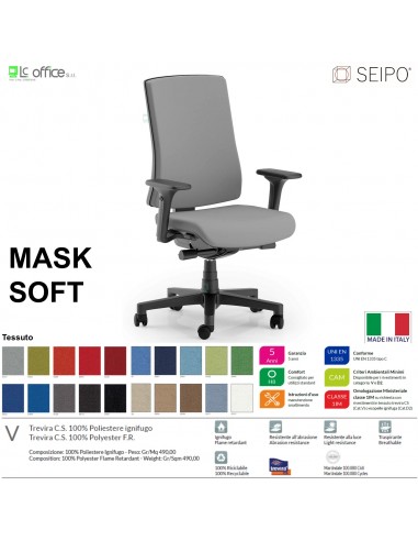MASK SOFT TIPO 1 MK0026 Poltrona schienale alto imbottito braccioli Movimento sincronizzato "R6" SEIPO TESSUTO V