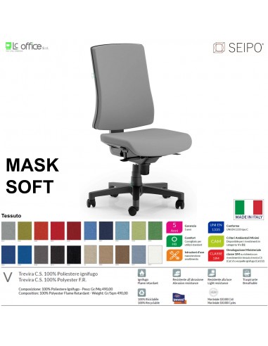 MASK SOFT TIPO 1 MK0028 Poltrona schienale alto imbottito Movimento sincronizzato "R4" SEIPO TESSUTO V