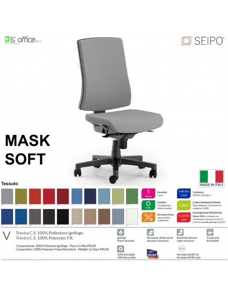 MASK SOFT TIPO 1 MK0028 Poltrona schienale alto imbottito Movimento sincronizzato "R4" SEIPO TESSUTO V