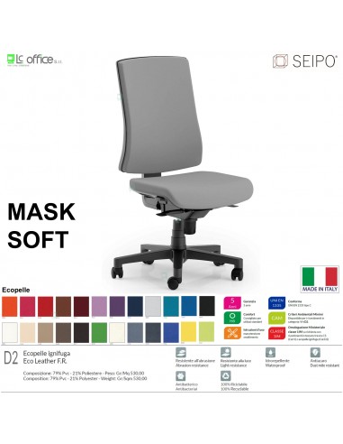MASK SOFT TIPO 1 MK0028 Poltrona schienale alto imbottito Movimento sincronizzato "R4" SEIPO ECOPELLE D2