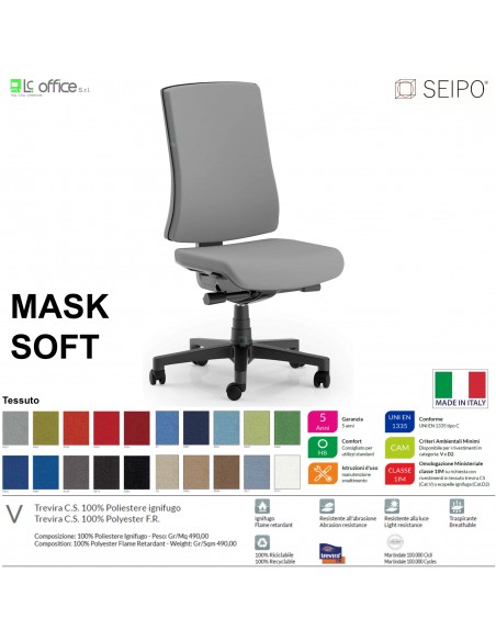 MASK SOFT TIPO 1 MK0029 Poltrona schienale alto imbottito Movimento sincronizzato "R4" SEIPO TESSUTO V