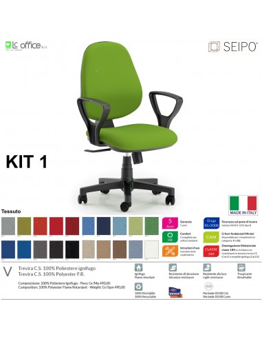 KIT TIPO 1 K0001 Poltrona imbottita con braccioli Movimento sincronizzato "R2" SEIPO TESSUTO V