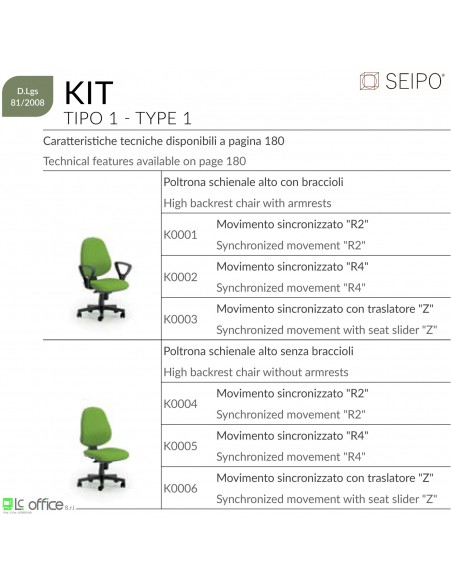 catalogo Modelli sedute KIT SEIPO