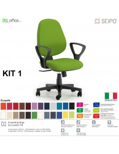 KIT TIPO 1 K0001 Poltrona operative imbottita con braccioli FISSI Movimento sincronizzato "R2" SEIPO ECOPELLE D2