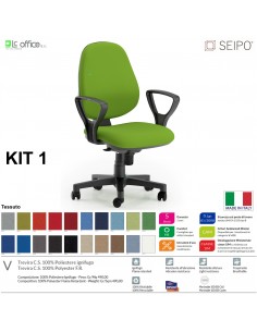 KIT TIPO 1 K0002 Poltrona operative imbottita con braccioli FISSI Movimento sincronizzato "R4" SEIPO TESSUTO V