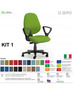 KIT TIPO 1 K0003 Poltrona operative imbottita con braccioli FISSI Movimento sincronizzato "Z" SEIPO TESSUTO V