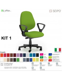 KIT TIPO 1 K0003 Poltrona operative imbottita0 con braccioli FISSI Movimento sincronizzato "Z" SEIPO ECOPELLE D2