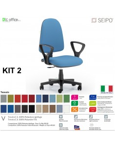 KIT TIPO 2 K0011 Poltrona operative imbottita con braccioli FISSI Movimento sincronizzato "R2" SEIPO ECOPELLE D2