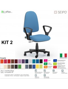 KIT TIPO 2 K0011 Poltrona operative imbottita con braccioli FISSI Movimento sincronizzato "R2" SEIPO ECOPELLE D2