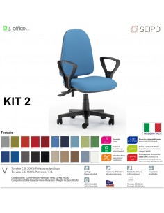 KIT TIPO 2 K0012 Poltrona operative imbottita con braccioli FISSI Movimento sincronizzato "P" SEIPO TESSUTO V