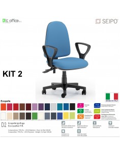 KIT TIPO 2 K0012 Poltrona operative imbottita con braccioli FISSI Movimento sincronizzato "P" SEIPO ECOPELLE D2