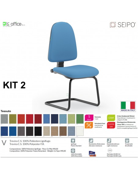 KIT TIPO 2 K0015 sedia visitatore imbottita base a slita SEIPO TESSUTO V