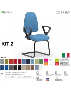 KIT TIPO 2 K0016 sedia visitatore imbottita base a slita nero con braccioli SEIPO TESSUTO V
