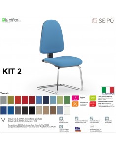 KIT TIPO 2 K0017 sedia visitatore imbottita base a slita cromata SEIPO TESSUTO V