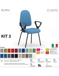 KIT TIPO 2 K0020 sedia visitatore imbottita telaio 4 gambe nere con braccioli SEIPO TESSUTO V