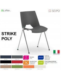 STRIKE POLY SP0010C Sedia 4 gambe in acciaio cromato schienale seduta monoscocca in polypropylene SEIPO TESSUTO V