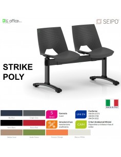 STRIKE POLY SP0021N Panca 2 posti con struttura verniciata nera monoscocca in polypropylene SEIPO