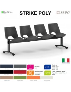 STRIKE POLY SP0023N Panca 4 posti con struttura verniciata nera monoscocca in polypropylene SEIPO