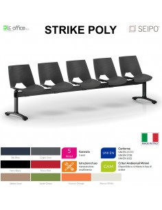 STRIKE POLY SP0024N Panca 5 posti con struttura verniciata nera monoscocca in polypropylene SEIPO
