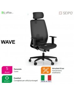 WAVE W0032 Poltrona schienale alto con braccioli e poggiatesta Movimento sincronizzato autobalance "F" SEIPO