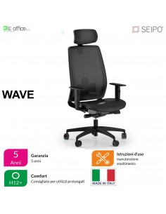 WAVE W0031 Poltrona schienale alto con braccioli e poggiatesta Movimento sincronizzato con traslatore "Z" SEIPO