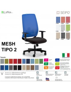 MESH TIPO 2 MH0016 Poltrona schienale alto in rete braccioli Movimento sincro "R2" SEIPO TESSUTO V