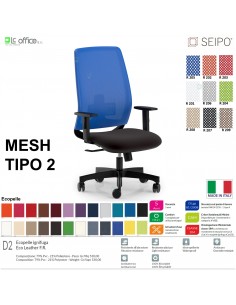 MESH TIPO 2 MH0016 Poltrona schienale alto in rete braccioli Movimento sincronizzato "R2" SEIPO ECOPELLE D2