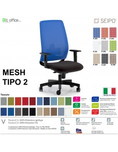 MESH TIPO 2 MH0017 Poltrona schienale alto in rete braccioli Movimento sincronizzato "R4" SEIPO TESSUTO V