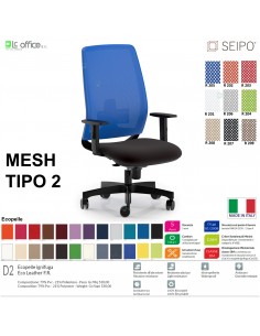MESH TIPO 2 MH0017 Poltrona schienale alto in rete braccioli Movimento sincronizzato "R4" SEIPO ECOPELLE D2