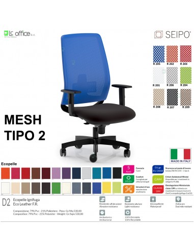 MESH TIPO 2 MH0017 Poltrona schienale alto in rete braccioli Movimento sincronizzato "R4" SEIPO ECOPELLE D2
