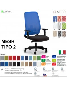 MESH TIPO 2 MH0018 Poltrona schienale alto in rete braccioli Movimento sincro traslatore "Z" SEIPO TESSUTO V